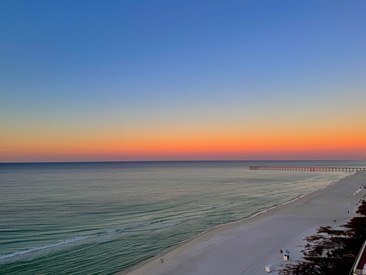 Pompano Beach fishing pier extending over the Atlantic Ocean