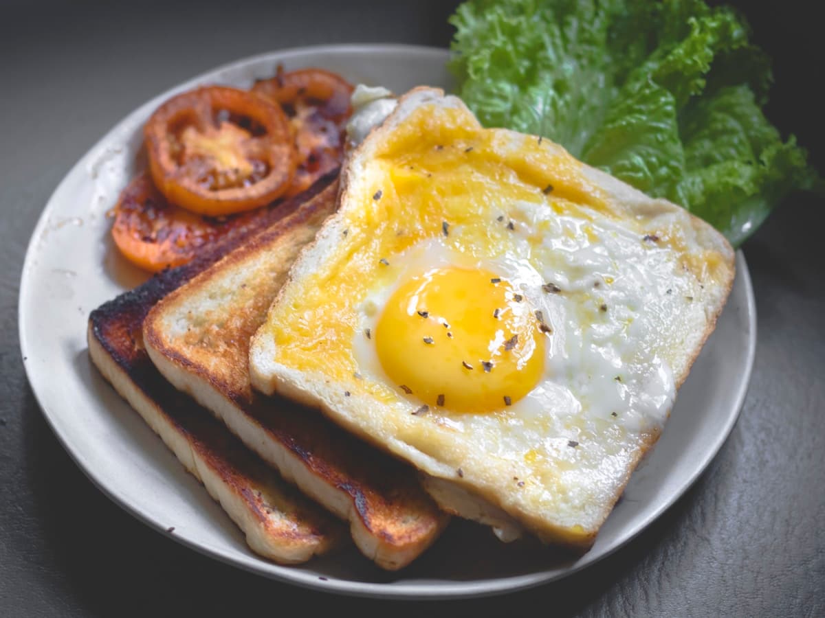 Classic eggs and breakfast plate at a sunny Florida café